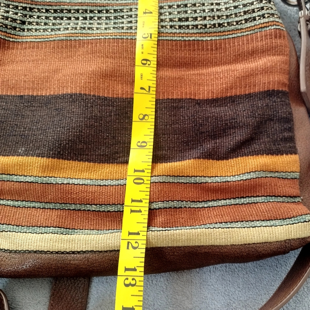 Ralph Lauren Canvas Striped Leather Flip Massanger Crossbody Bag Unisex - Picture 9 of 9